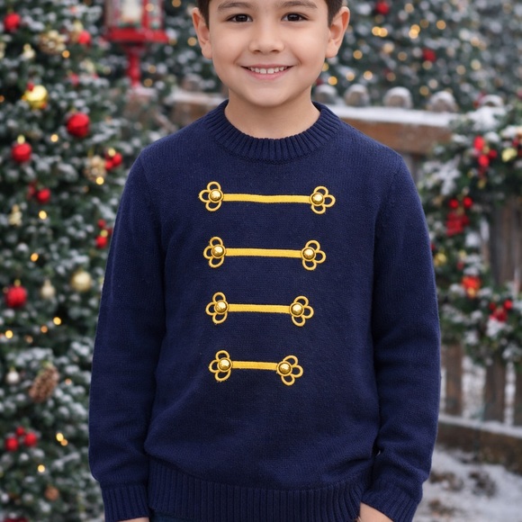 Gymboree Boys Nutcracker Sweater Navy with Yellow Accents - Picture 1 of 5
